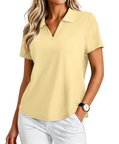 Image of PINSPARK Womens Golf Shirt Short Sleeve Polos UPF 50+ Collared Tennis Tops