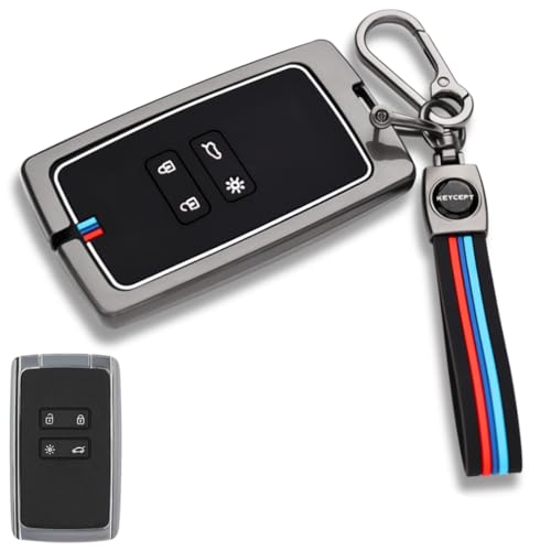 Image of KEYCEPT Metal Alloy Key Cover Compatible for Triber, Kiger, Duster 2026, Gravite 4 Button Smart Card Key with Keychain (Long Keychain).