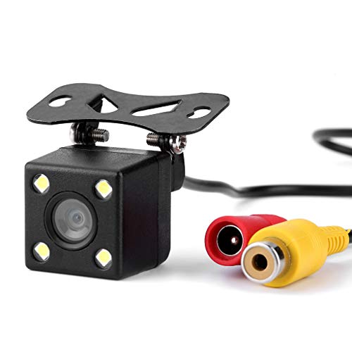 Albero della vita Telecamera Retromarcia Retrocamera Auto a 4 LED e angolo di visuale di 120 gradi Mini Retrocamera visione notturna Telecamera posteriore auto resistente all’acqua e agli urti (Nero)