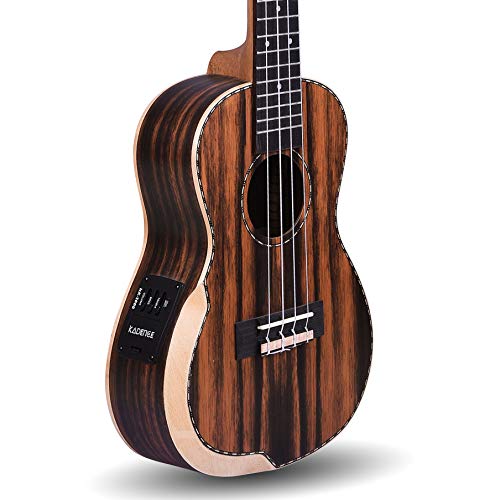 Image of Kadence Ukulele 24 inch Concert Size, Specially Crafted Exotic Wood Design, fluorocarbon strings Electric Acoustic Ukulele with EQ and Bag (Black Wood)
