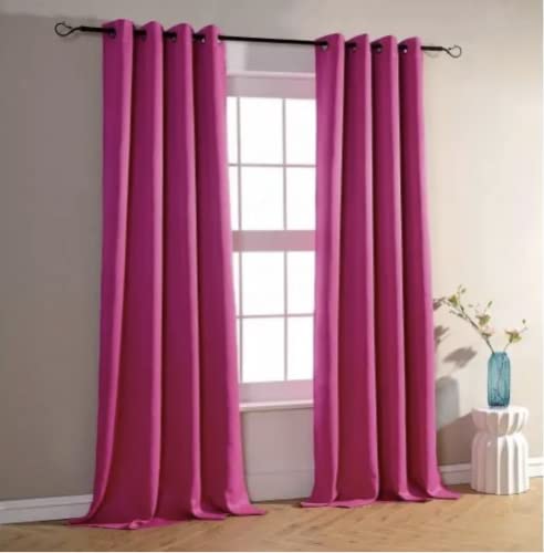 HOMEROKK Lot de 2 Rideaux Occultants 100% Polyester (Fuchsia, 140 X 240 cm)