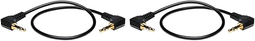 Tripp Lite (P312-001-2RA - Cable de audio mini estéreo de 0.138 in con dos enchufes en ángulo recto (MM), 1 pie, negro (paquete de 2) disponible en Yaxa Peru