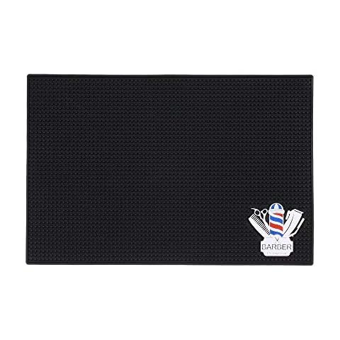 Black Barber Mat,Beauty Salon Table Mat,Non-Slip Heat-Resistant Silicone Barber Hairdressing Mat for Styling Hair Dryers Hair Trimmers (13inch x12inch x 0.35inch) Cover