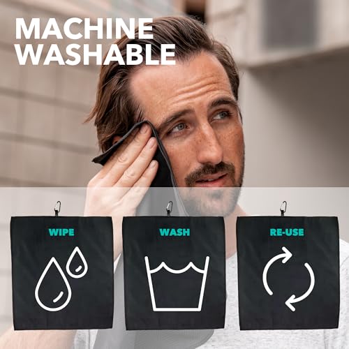 SweatBlock Microfiber Sweat Absorbing Handkerchiefs for Face Hands and Body 15x15 Inch 3 Pack Black Reusable and Machine Washable Towels for Gym Sports Workouts Travel or Daily Use for Men and Women