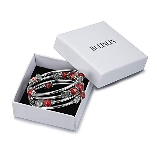 BULINLIN Layered Wrap Bangle Turquoise Bracelet - Bead Bracelet with Natural Agate Stone, Gifts For Women