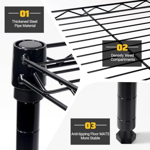 Image of 1 Tier Stackable Black Metal Wire Storage Shelving Unit