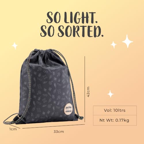 Image of Harry Potter x American Tourister Hogwarts Club Drawstring Bag | 10L Spacious String Sack | Inside Sleeve Pocket | Everyday Bag for Girls and Boys | Jet Black | 1 Year Global Warranty