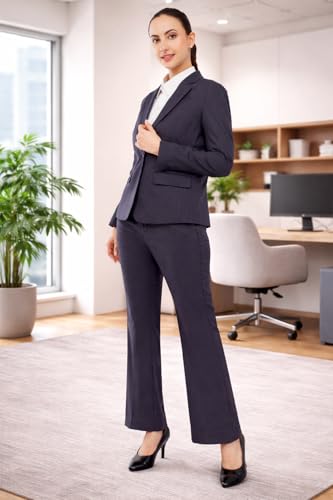 Image of SaintX Women's 2-piece Suit Set - Tailored Formal Blazer with Matching Formal Bell Trousers | Slim Fit | Fully Lined Blazer | Office, Workwear, Business Attire