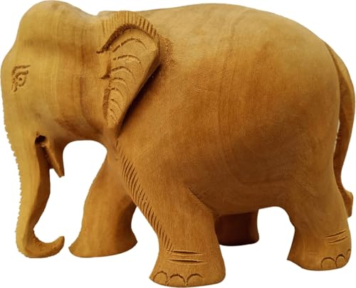 Image of Crafted Wooden Elephant Figurine for Gift, Play for Child, Drawing, Craft Use, Decor Your Home (2.5 Inch)