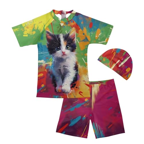 Boys Girls 3 Piece Swimsuit Summer Beach Rash Guard Swim Set Quick Dry Swimwear Bathing Suits Kids 5-14