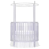 Round Crib Bed Skirt Dust Ruffle, White Solid, 19 Inch Drop, Nursery Crib Toddler Bedding Skirt for Baby Boys or Girls - (42 Inch Diameter Round Crib Skirt)