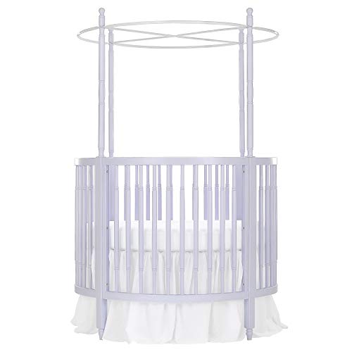 Round Crib Bed Skirt Dust Ruffle, White Solid, 19 Inch Drop, Nursery Crib Toddler Bedding Skirt for Baby Boys or Girls - (42 Inch Diameter Round Crib Skirt)