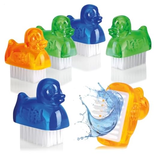 com-four® 6X Mini cepillos para lavarse Las Manos con diseño de Pato - Cepillo para uñas para Limpiar Manos y uñas - cepillos de Limpieza en 3 Colores