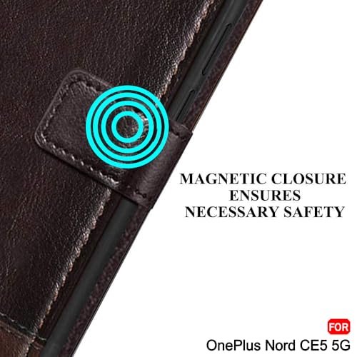 Image of TheGiftKart Flip Back Cover Case for OnePlus Nord CE 5 5G | Dual-Color Leather Finish | Inbuilt Stand & Pockets | Wallet Style Flip Back Case Cover for OnePlus Nord CE5 (Faux Leather, Coffee & Brown)
