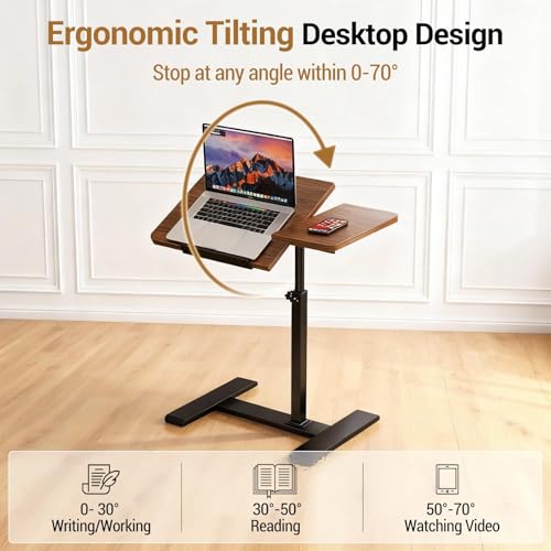 Bureau d'ordinateur portable roulant inclinable table de lit 60x40cm - 7