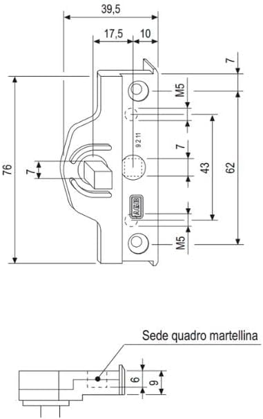 Deviatore Per Coprigiunto Centrale AGB | COD 001 | Disponibile In Due Misure | Accessorio Per Serramenti Di Alta Qualità (Battuta 11mm | Asse 9)