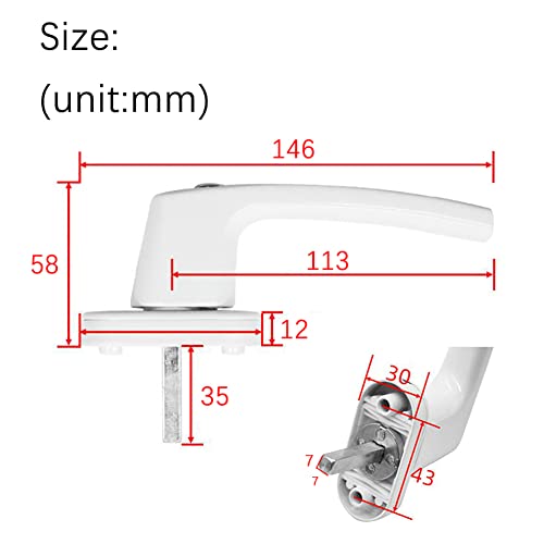 Hsthe Sea 2 x Aluminium Window Handles, Lockable Window Handle with Lock Pin Length 35 mm, Child Lock Window Lock, White - Image 2