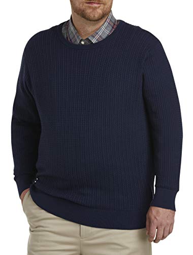 Oak Hill by DXL Big and Tall Textured Crewneck Sweater, Navy, 1XL