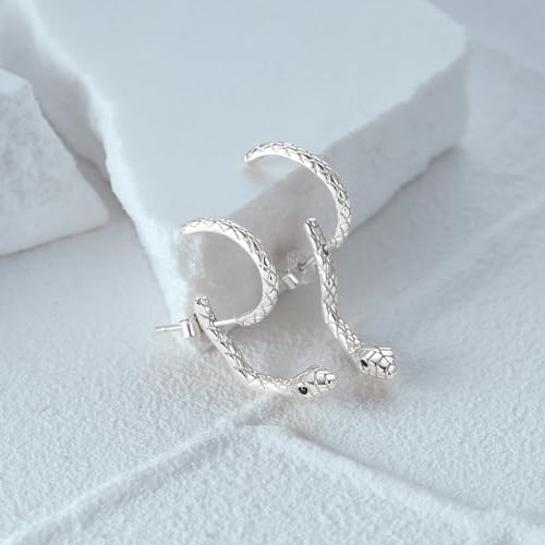 Silver & Gold Snake Dangle Earrings - Women's Serpent Drop Earrings in Black & Silver - Snake Jewelry Accessories3