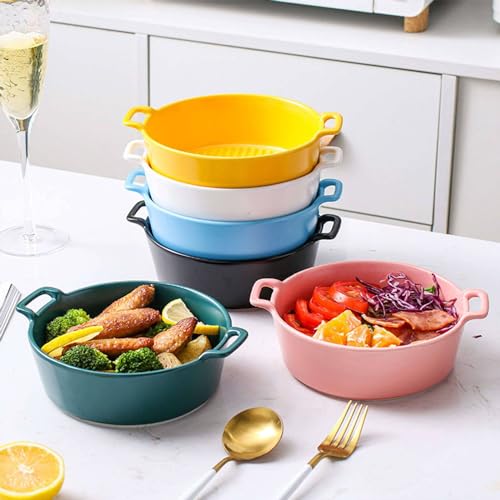 Molde redondo para lasaña, pequeño plato de cerámica para hornear, apto para horno de porcelana, perfecto para porciones individuales
