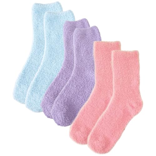 xianshi 3 Paar Flauschige Kuschelsocken Damen Gemütlich Winter...