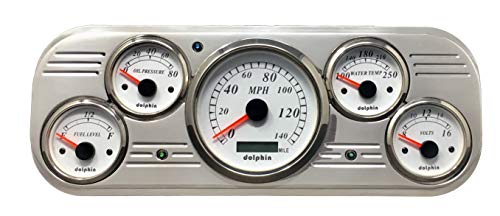 Dolphin Gauges 5-Piece GPS Cluster Set - Black Dash Panel For 1937-1938 Ford Trucks