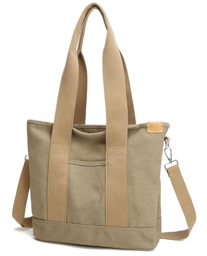 zhongningyifeng Bolso de mano para mujer pequeño con múltiples bolsillos, mini bolsas de lona con cremallera, bolso Hobo para la escuela, viajes, trabajo, uso diario