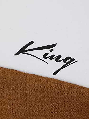 WDIRARA Men's 2 Piece Outfit Colorblock Letter Print Sweatshirt and Drawstring Sweatpants Set4