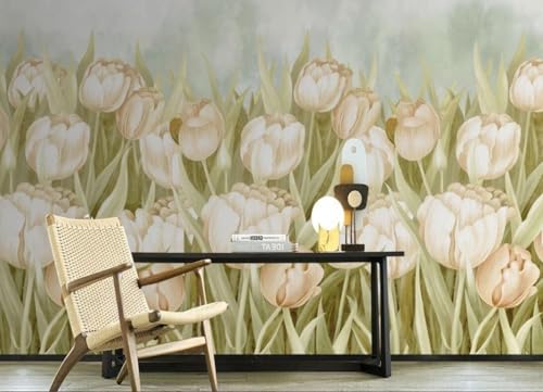Papier peint panoramique roses intissé pose facile pour masquer défauts mur - 4