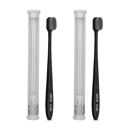 CARECUB Black Flat Head Ultra Soft-Bristles Micro Nano 10,000 Nano Bristle Good Cleaning Effect For Sensitive Teeth Oral Gum Recession,Manual Toothbrush For Adults Pack Of 4-image-48