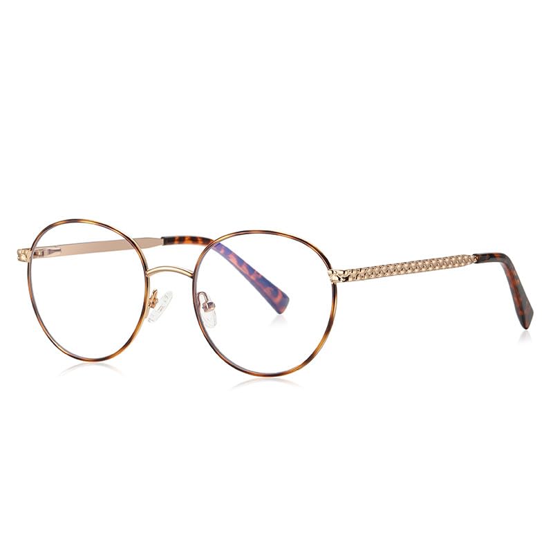 HAITONGCR Small frame glasses frame 3057 personalized round blue light flat mirror metal frame female