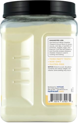Nutricost Pantry White Cheddar Cheese Powder (2.5 Pounds Per Bottle) - Powdered Cheese :: Great for Cooking, Baking, Popcorn, and More!