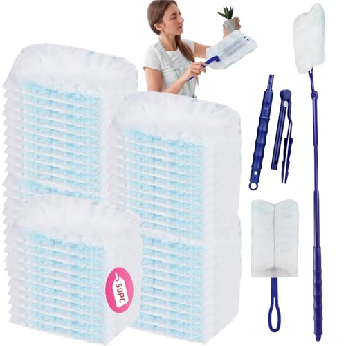 Plumero Atrapapolvo,52pcs Plumero Duster Kit,Recambios de Plumero Atrapapolvo,Plumero de Limpieza,Plumero Atrapapolvo Microfibra Lavable,Plumero Atrapapolvo Recambio Compatible con Swiffer Duster