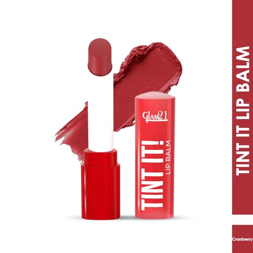 Image of Glam21 Tint it! Lip Balm | Everyday Hydration & Moisturized Lips with Vitamin-E, Shea Butter, Avocado Oil, SPF15 |Lip Care For Dry & Chapped Lips |Cranberry -3.5gm