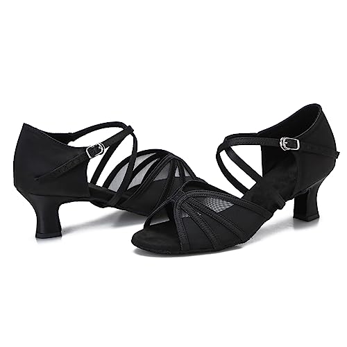 Image of Women's Ballroom Dance Shoes Latin Salsa Dancing Shoes Cross Strap 2.5inch Heel 3inch Heel ZB04
