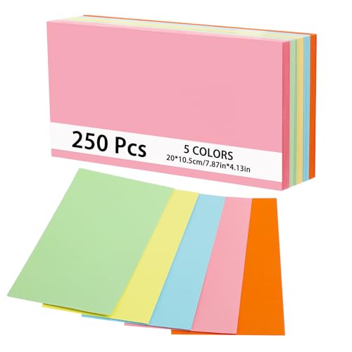 Moderationskarten Set 250 Stück Karteikarten Blanko 20 x 10 5 cm 5 Farben 150g/m Extra-Stark Blanko Lernkarten DIY Papier Karten für Präsentationen Moderationsset als Büroorganisation und Vortrag