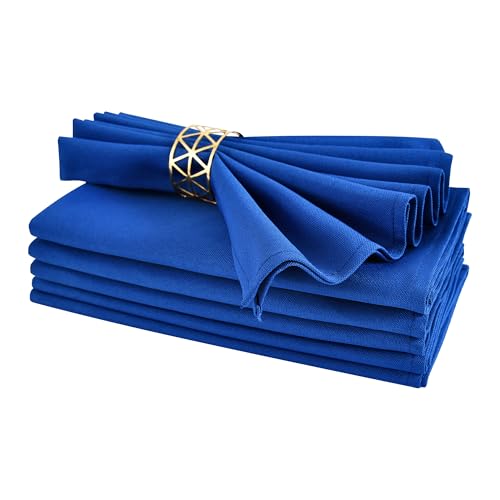 Cloth Napkins Set of 6 Washable Dinner Napkins Square 18X18 Inch Royal Blue Reusable Table Napkin with Hemmed Edges for Hotel Restaurant Wedding Party Banquet Event