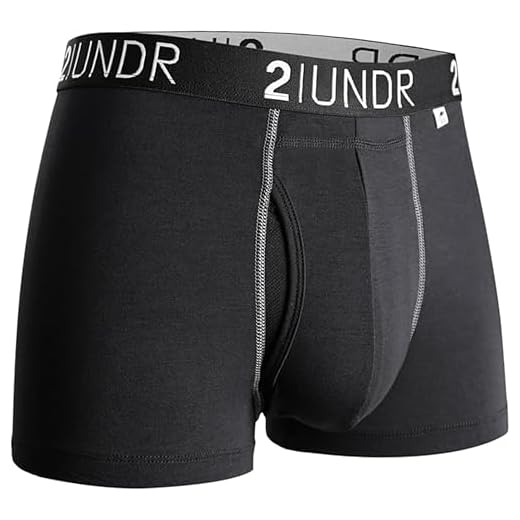 2UNDR Mens Swing Shift 3" Boxer Trunk Underwear - Black/Grey - L