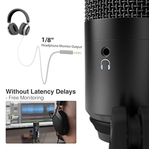 (Refurbished) Fifine K670B USB Microphone with Headphone Monitoring 3.5mm Jack and Removable USB Connectivity Cable for Windows or MAC Computer,... - Image 2