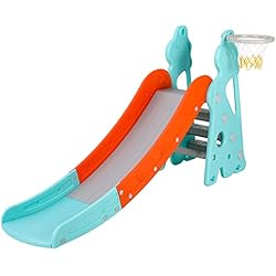 Tobogan Bebé Jardin Toboganes Infantiles Exterior, Tobogán Niños para Interiores, Tobogan Jardin con Canasta de Baloncesto, First Slide, Tobogán bebé, a Partir de 1 a 6 años