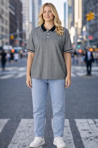 Image of Mack Jonney Women's Textured Polo T-Shirt | Half Sleeve Cotton Blend Top |Casual Collar Tee | Regular Fit-M7558