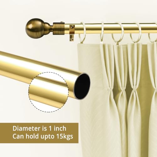 Image of FAPBADRI Curtain Rod /Pipe Heavy Quality Stainless Steel for Home /office door, window, shower, 1 inch diameter (25mm), Color - Gold, Length - 60 inches (5 feet), 3 Pipes