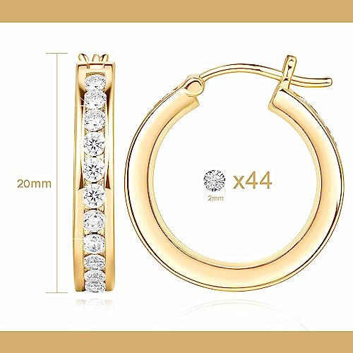 Gold Hoop Earrings for Women 14K Gold Earrings for Women Radiant Cubic Zirconia Hoop Earring for Womens Earring 20mm2