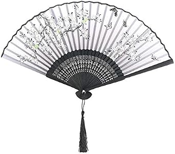 Women Folding Hand Fans,Folding fan Elegant Peach Blossom with Butterfly Folding Fan Ancient Japanese Style Sakura Hand Fan Vintage Floral Fan for Summer Decor