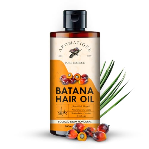 Aromatique Pure Batana Hair Oil Cold-Pressed & Nutrient-Rich Infused with Castor, Argan, Jojoba, Almond & Vitamin E Deep Nourishment for Hair & Skin Sourced from Honduras (200 ML) natural