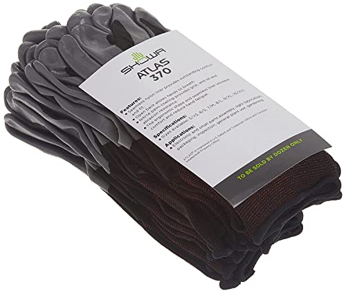 Atlas Fit 370 Showa Black Small Nitrile Gardening Thin Work Gloves, 12-Pairs #TOP1