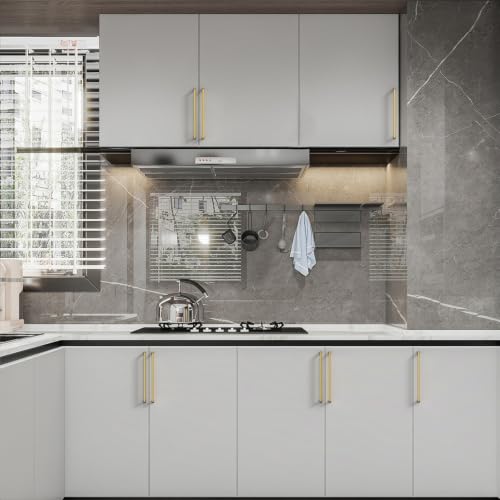 Image of Asidrama 10 Pack 7.5 Inch(192mm) Vibrant Brushed Moderne Brass Cabinet Pulls Heavy-Duty Solid Kitchen Cabinet Handles Drawer Hardware for Bathrooms Cabinets 3307