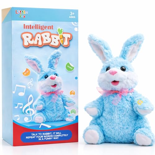 Image of Interactive Talking Rabbit Toy for Kids - Blue Repeating Bunny Plush with Voice Recording, Music & Movement | Intelligent Walking & Talking Animal Toy | Battery Operated Soft Toy (Blue Rabbit)
