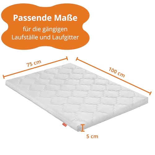 sleepling Baby Matratze 75x100 cm Laufgittermatratze Kinder, Komfortschaummatratze, Kindermatratze, Babymatratze 75 x 100 cm, Höhe 5 cm, Komfortschaum, Made in EU, Oeko-TEX, waschbar bis 60 Grad
