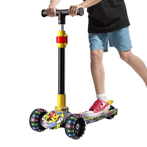 Walopola Patinete Plegable, Patinete para niños,Patinete Plegable para niños con Freno de pie - Patinete para niños de 2 a 12 años con diseño de 3 Ruedas iluminadas para Escuela y Patio